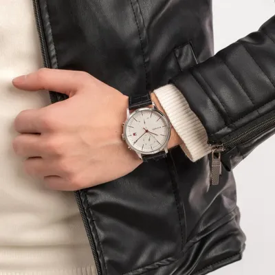 TOMMY HILFIGER EASTON MEN's SILVER WHITE DIAL WATCH